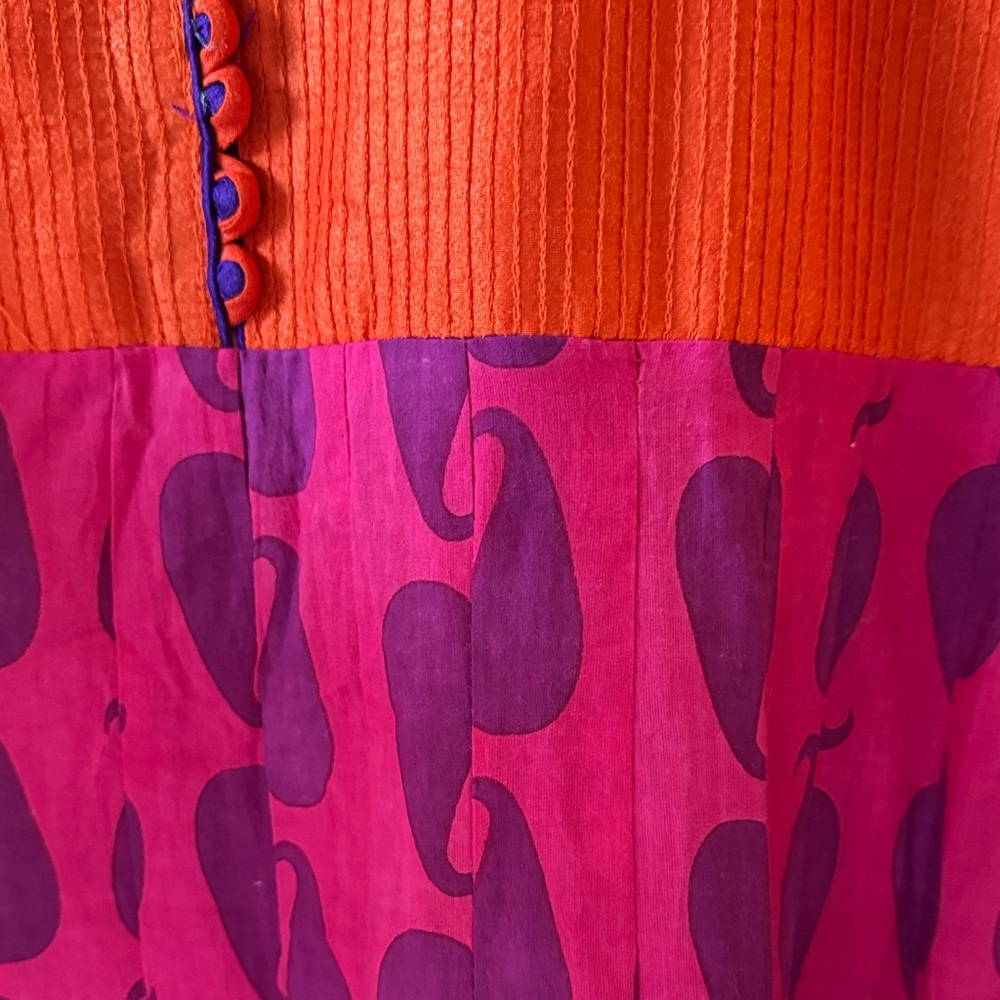 Tejoo’s Pink and Orange Maxi Long Sleeve Collared Button up A-Line Dress Size L - Picture 12 of 16